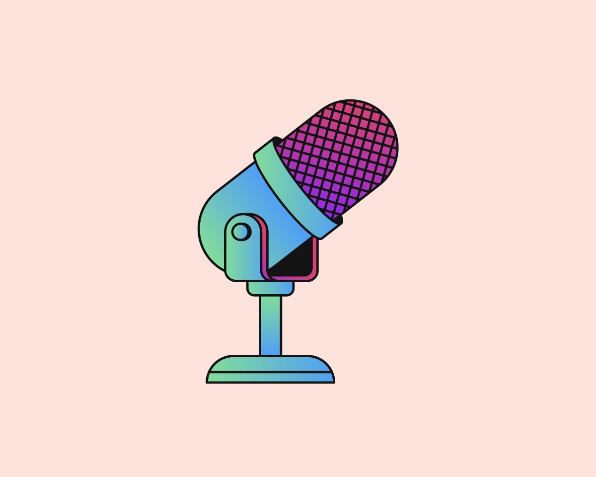Podcast Microphone icon on Rachel Corbett