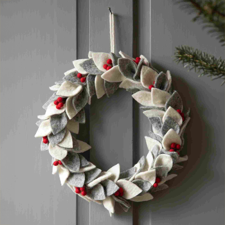 Filzkranz Grau Gross