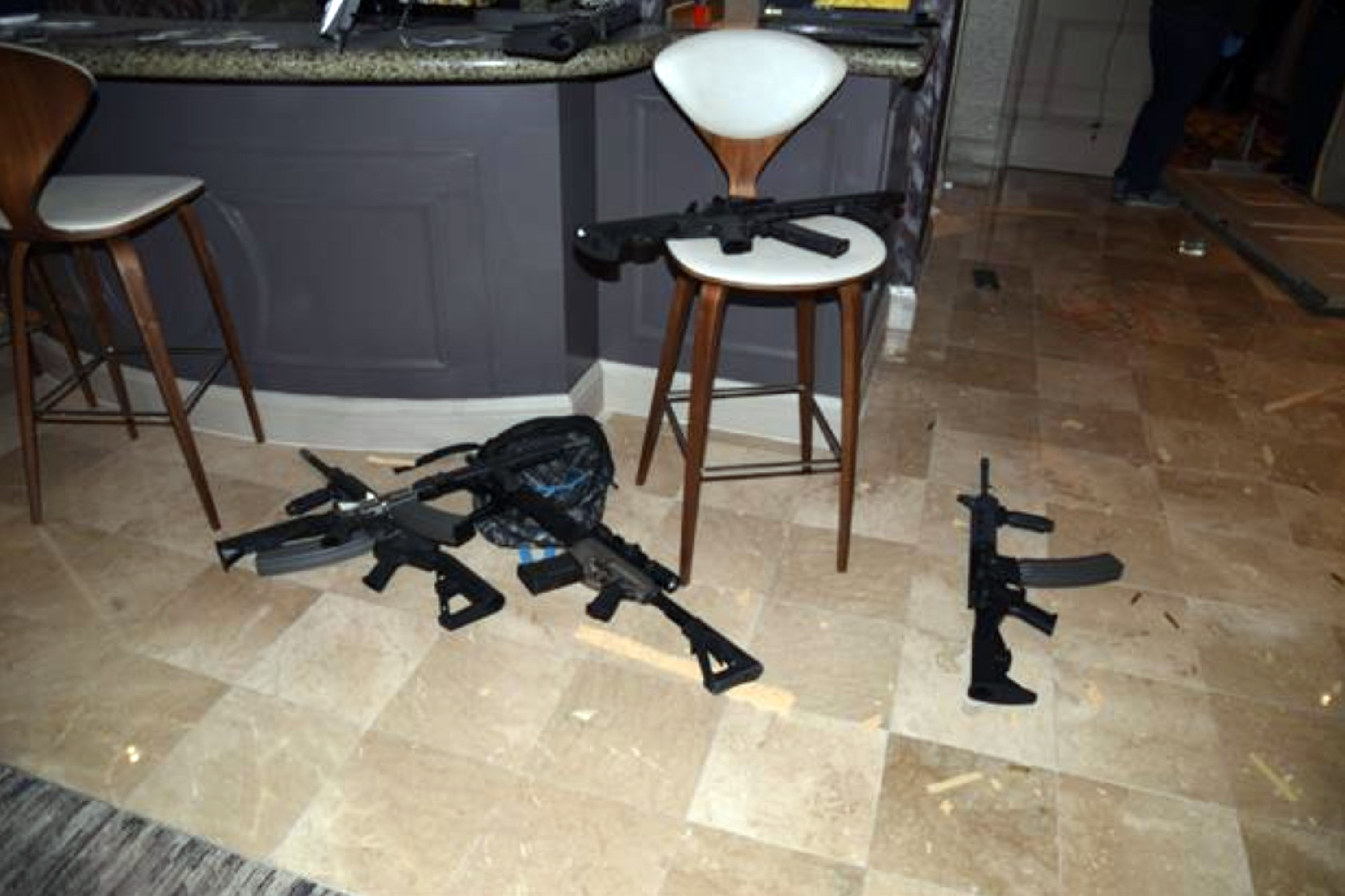 Kitchenette in the hotel room of Las Vegas gunman Stephen Paddock's 32nd floor room of the Mandalay Bay hotel in Las Vegas, an image released as part of a preliminary report by Clark County Sheriff Joe Lombardo on Jan. 19, 2018, in Las Vegas.