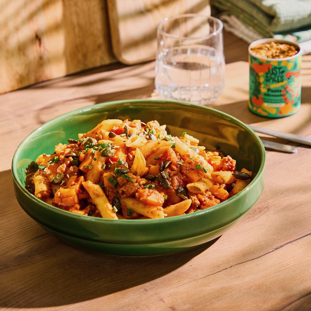 Kürbis Bolognese mit Penne