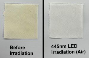 Vorher-Nachher-Vergleich von einer Stoffprobe